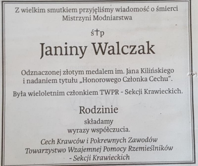 Żegnamy Janiną Walczak