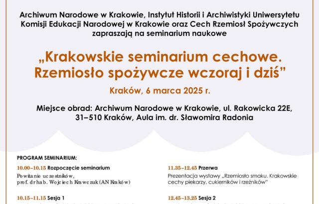 Krakowskie seminarium cechowe. Rzemiosło spożywcze wczoraj i dziś